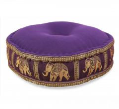 Zafu meditation pillow with silk elephants